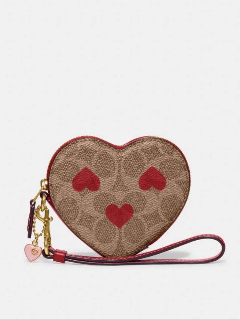 Coach Signature Heart Wristlet / Change Purse Nwt